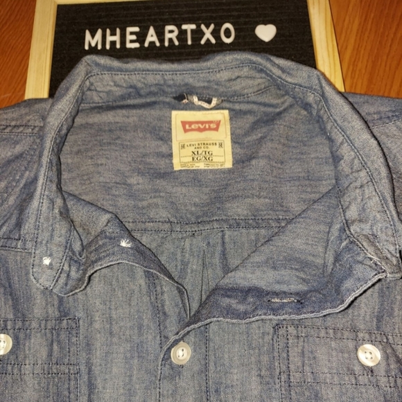 price drop Levi's shirt long-sleeve XL blue chambray excellent condition - Picture 4 of 4